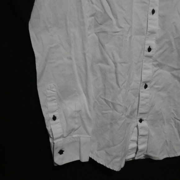 H&M | small | Slim Fit | Collared White Button-Up Dress Shirt | Black Buttons - Picture 6 of 14